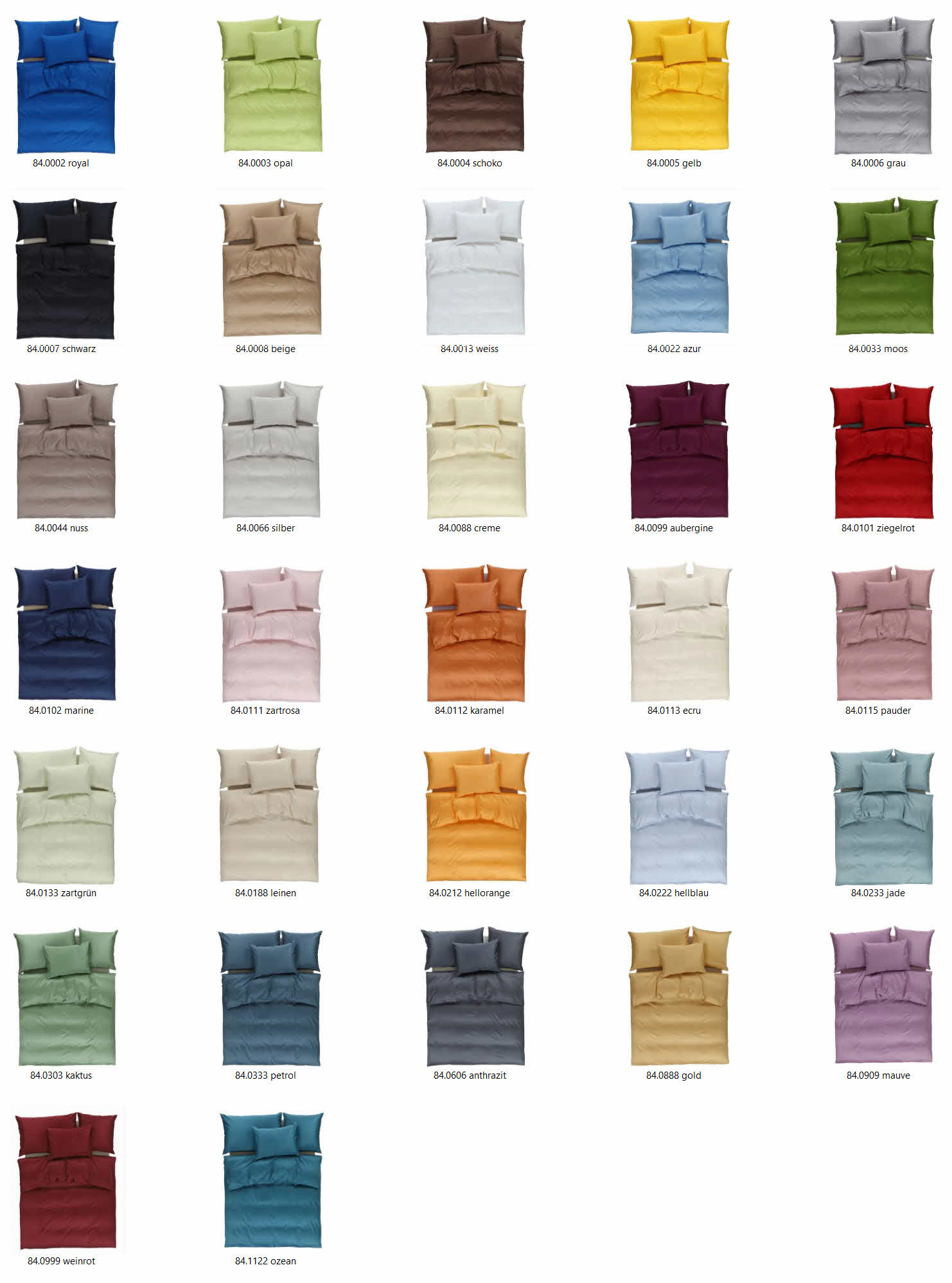Uebersicht_uni - Schweizer Duvets mit Markenqualität Farbübersicht einfarbige Bettwäsche